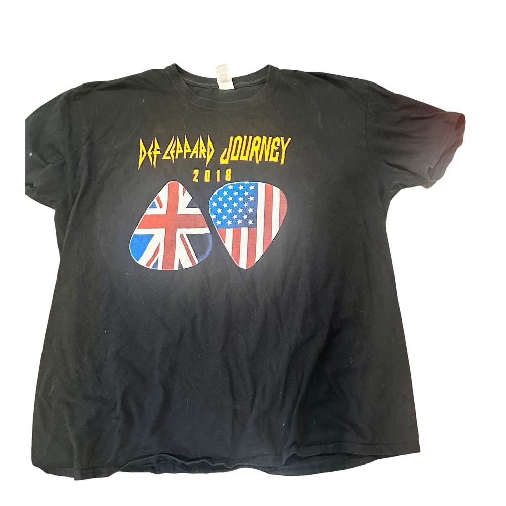 Def Leppard Journey 2018 Tour T-Shirt Mens 2XL Black Concert Graphic Tee Gildan